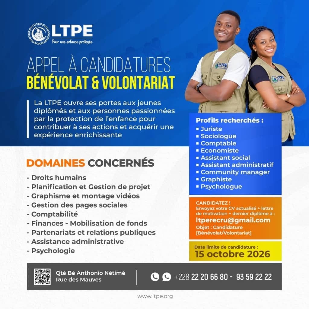 Visuel Appel à Candidatures | Bénévolat & Volontariat à la LTPE